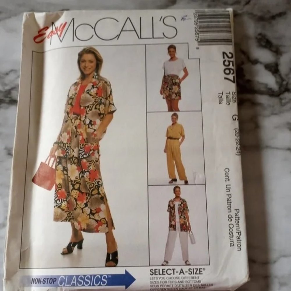 SEWING PATTERN - #2567 McCall's Pants Skirt Top Shirt Shorts Jacket 20 - 22 - 24